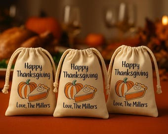Personalized Thanksgiving Favor Bags – Pumpkin Pie Design