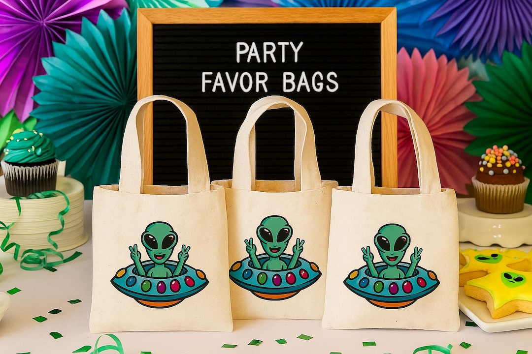 Alien Cotton Party Favor Bags - Set of 3, Reusable Goody Bags - Etsy