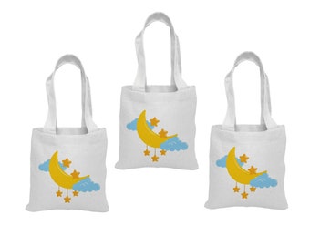 3 Moon and Stars Party Favor Bags, Moon and Stars Treat Bags, Moon and Stars Party Favors, Moon and Stars Goodie Bags, Moon Gift Bags, Moon