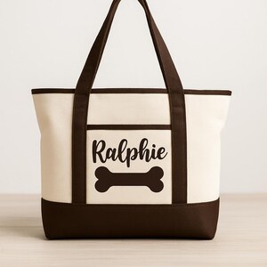 Dog Owner Gift - Personalized Dog Tote Bag Brown