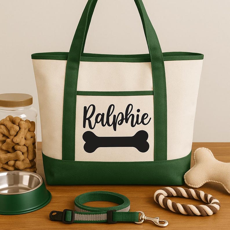Dog Owner Gift - Personalized Dog Tote Bag Green