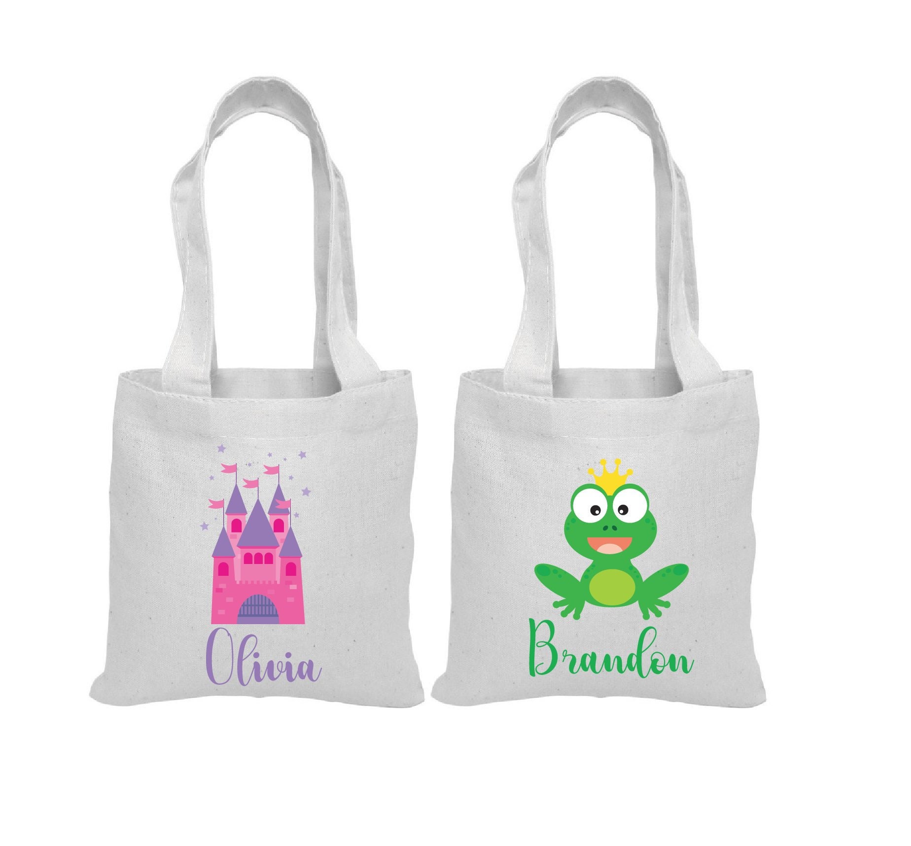 6 Princess Party Favor Bags, Prince Party Bags, Princess