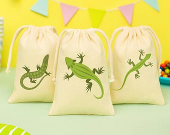 Lizard Party Favor Bags, Reusable Cotton Goodie Bag