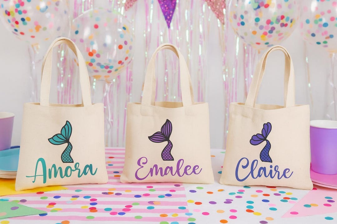 Personalized Mermaid Party Favor Bags - Set of Three Bags - Etsy