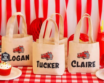 Custom Fire Truck Party Favor Bags - Set mit drei Taschen