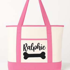 Dog Owner Gift - Personalized Dog Tote Bag Pink