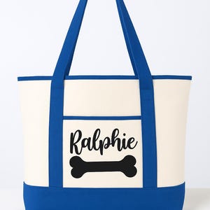 Dog Owner Gift - Personalized Dog Tote Bag Blue