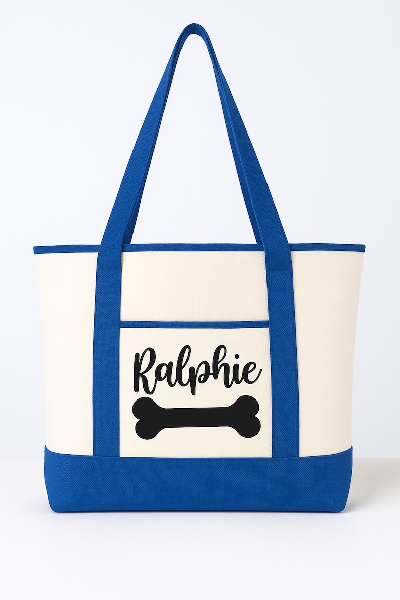 Dog Owner Gift - Personalized Dog Tote Bag Blue