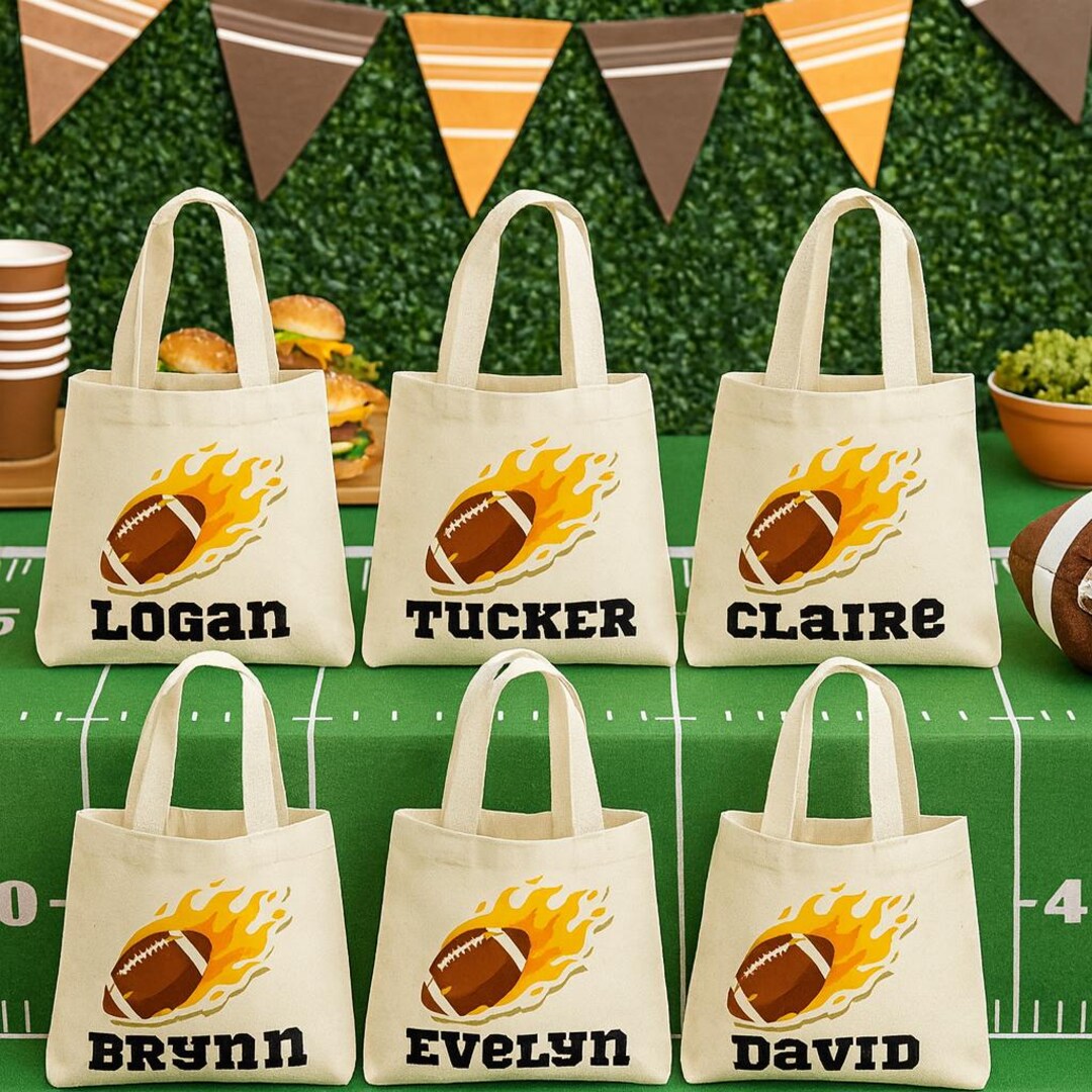 Personalized Football Favor Bags – Custom Canvas Goodie Bags - Etsy