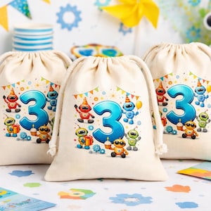 Custom Robot Birthday Party Favor Bags