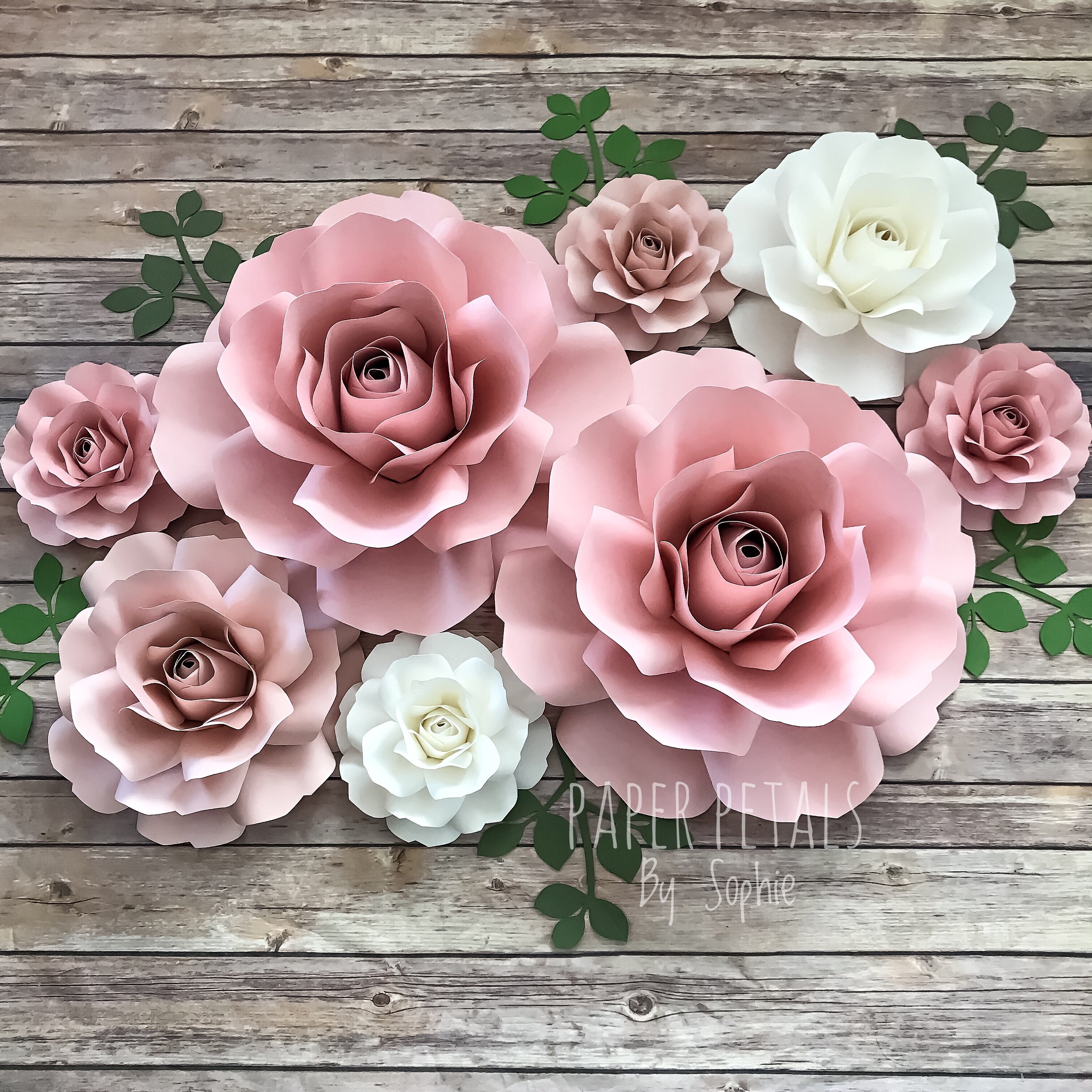 8 Piece Rose Set Paper Flowers Set Paper Flowers Nursery Etsy