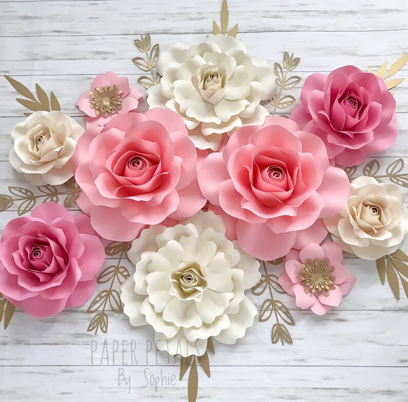 10 Piece Paper Flower Set Floral Nursery Nursery Wall Art Etsy