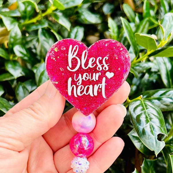 Bless your Heart Custom Badge Reel, Funny Badge Holder, Nurse Gift, Country ID Badge, Southern humor Lanyard, Cute Heart Badge Reel