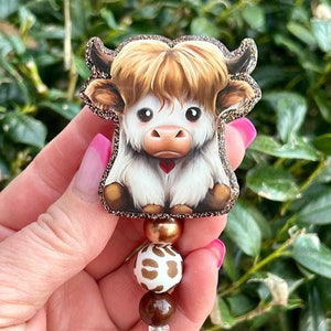 Baby Highland Cow Badge Reel, Cute Glitter Retractable Badge Holder,  Pediatric Badge Reel, School Nurse ID Holder, Nicu Nurse Gifts