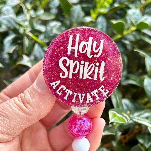 Holy Spirit Activate Custom Badge Reel, Funny Nursing Humor, Cute Badge Reel, Gift For Women, Nurse Badge Reel, ER Nurse Badge Holder