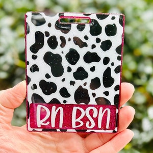 Custom Badge Buddy for Medical Professionals, Cow Print, Nurse Badge Buddy, Graduation gift for nurses, CNA Badge, MD Badge Holder