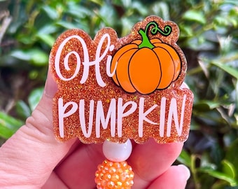 Hi Pumpkin Badge Reel, Halloween Badge Holder, Cute Retractable Badge Reel, Fall Badge Reel, Nurse Badge, Office ID Lanyard, Teacher Badge