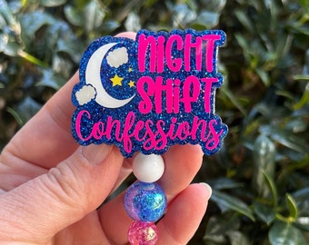 Josh Merch Night Shift Confessions Badge Reel, Work Lanyard, Sassy ID reel, Funny Nurse Badge Reel