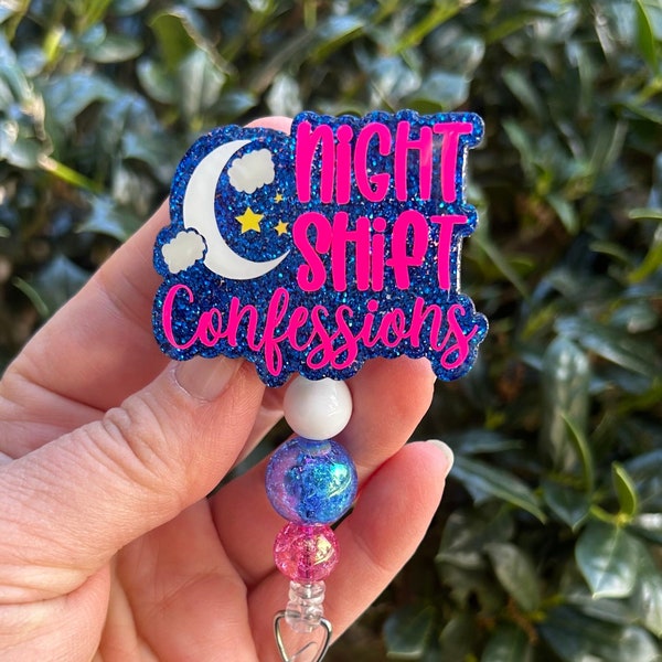 Josh Merch Night Shift Confessions Badge Reel, Work Lanyard, Sassy ID reel, Funny Nurse Badge Reel