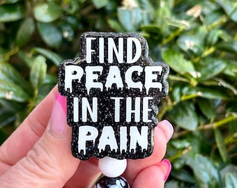 Find Peace In The Pain Badge Reel, Hope badge reel, ER ID holder, Oncology Badge Holder, Badge Reel, Nurse Retractable Lanyard, Gift For Her