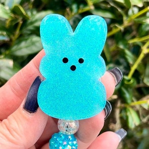 Marshmallow Bunny Badge Reel, Cute Easter Badge, Office ID Lanyard, Retractable Badge Reel, Nurse Badge Reel, RN ID Holder, Server Badge