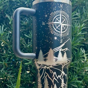 Holographic or Black/Silver Engraved Not All Who Wander Are Lost 40oz Tumbler, Outdoor Gifts, Adventure Cup, Mountain Lover Gift for Her image 12