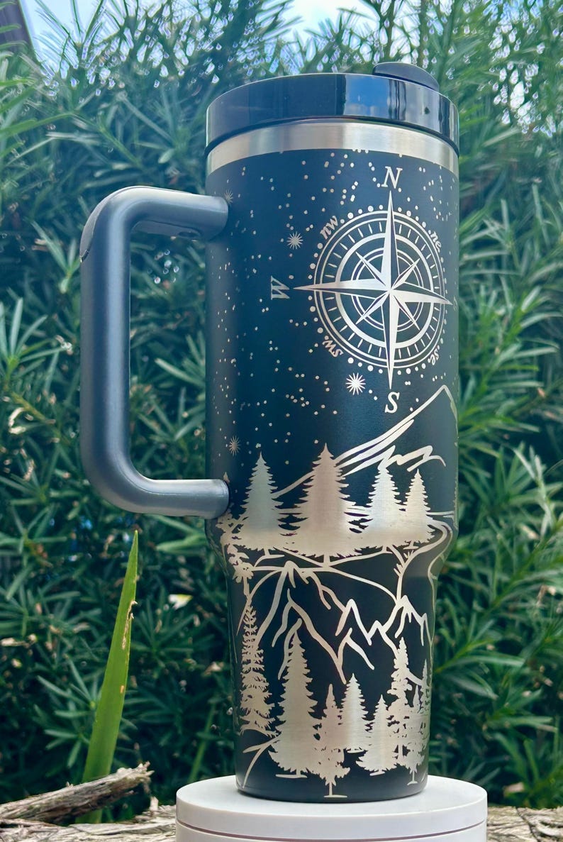 Holographic or Black/Silver Engraved Not All Who Wander Are Lost 40oz Tumbler, Outdoor Gifts, Adventure Cup, Mountain Lover Gift for Her image 12