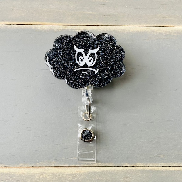 Black Cloud Badge Reel, Funny Badge Reel, Best Friend Gift, Bad Luck Badge Holder, black cloud nurse, stocking stuffer, gag gift