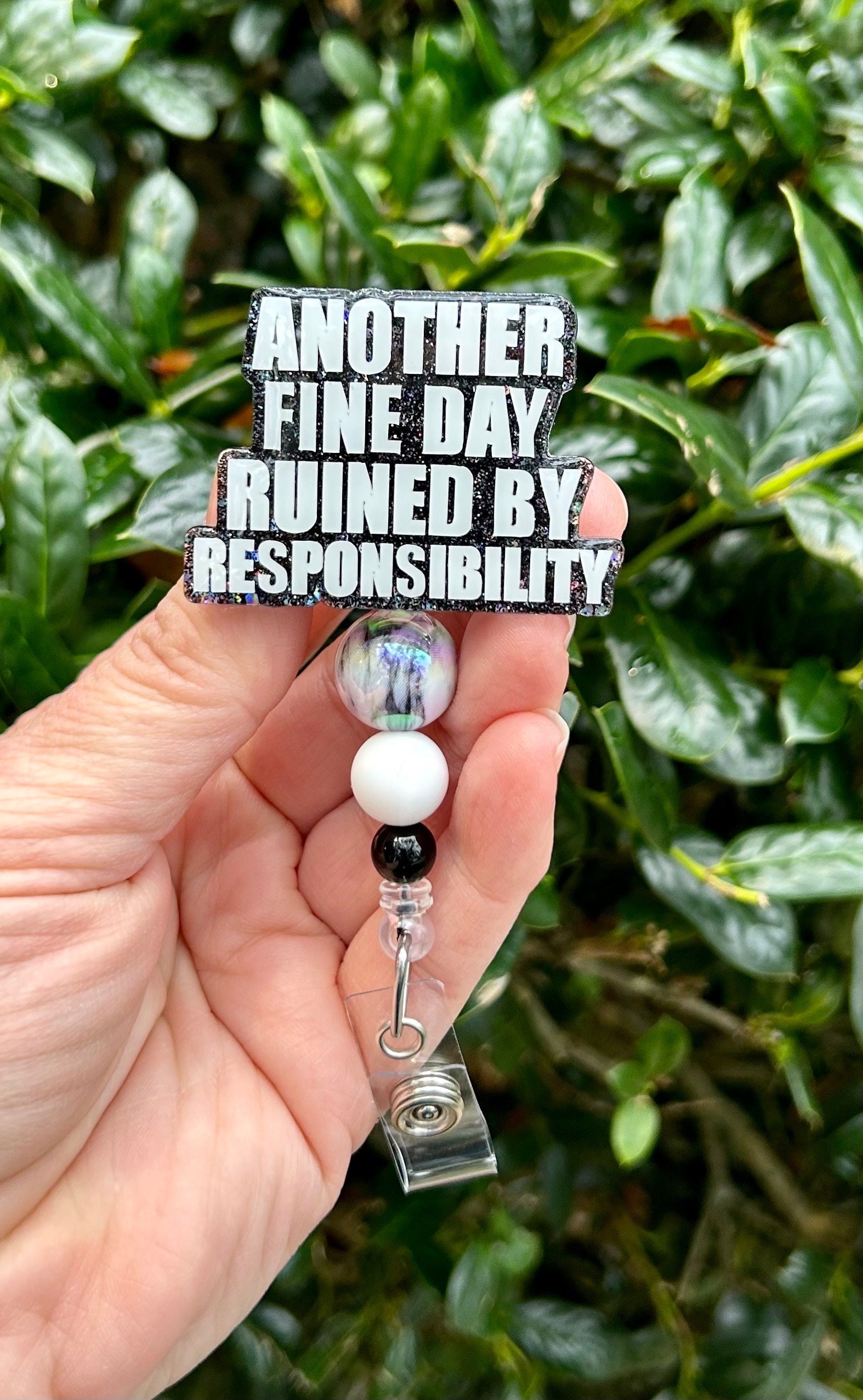 Another Day Ruined Badge Reel, Funny Badge Reel, ER ID Holder