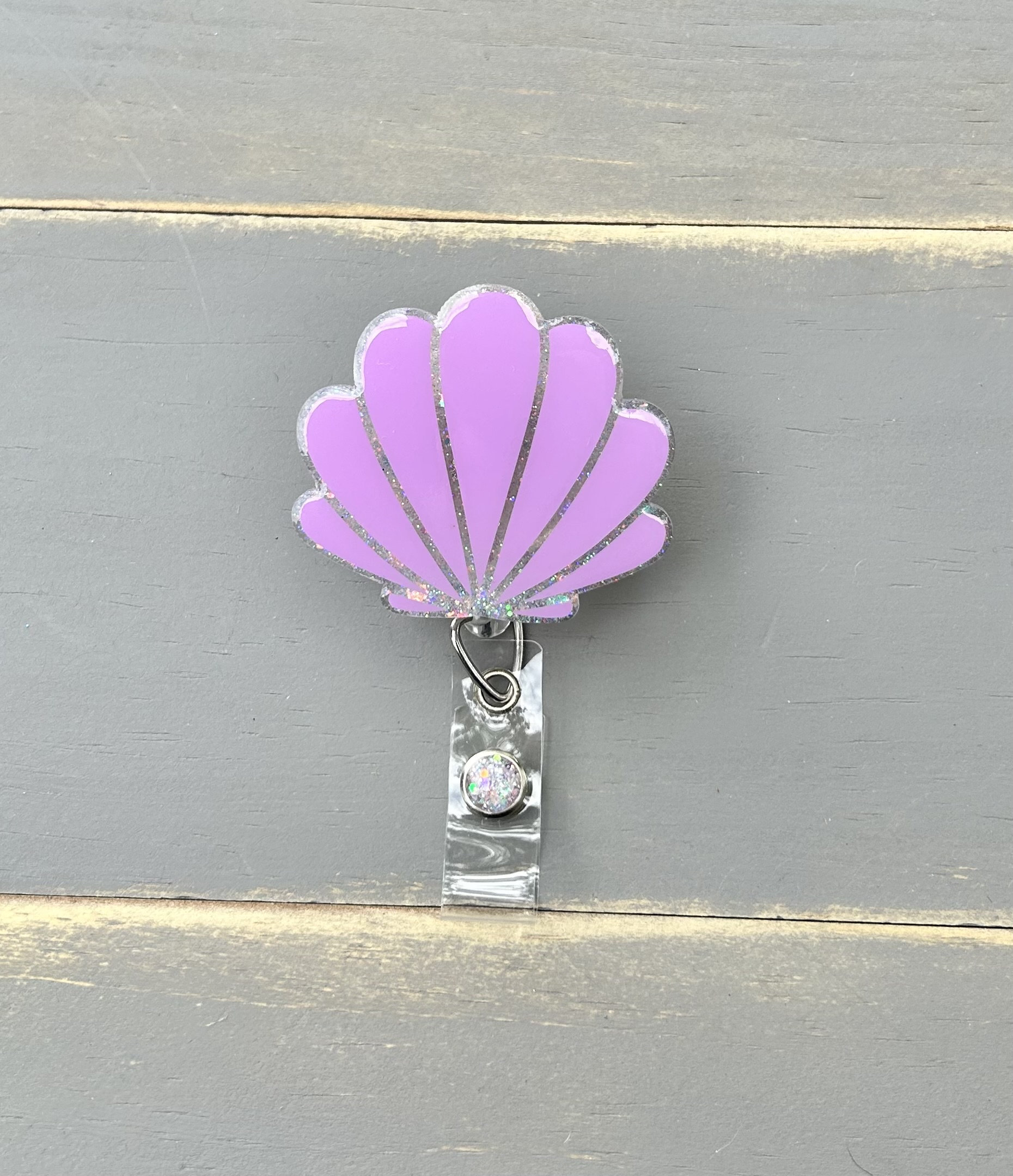 Clam Shell Badge Reel, Cute Badge Reel, Beach Badge Reel, Shell Badge Reel, Pretty Badge Reel