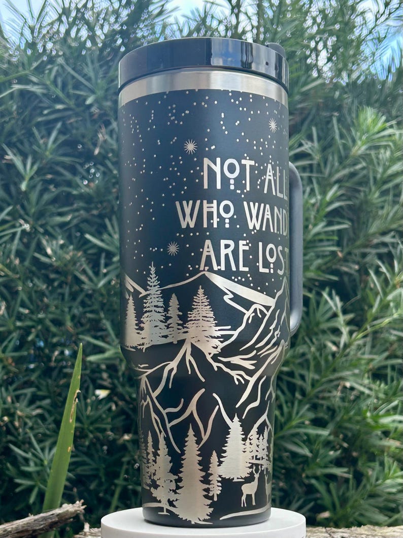 Holographic or Black/Silver Engraved Not All Who Wander Are Lost 40oz Tumbler, Outdoor Gifts, Adventure Cup, Mountain Lover Gift for Her image 11