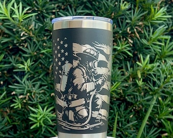 Vaso de 20 oz con grabado de bombero, regalo para él, regalo del Día del Padre, vaso para técnicos de emergencias médicas, regalo de primeros auxilios, Navidad para papá, taza para rescatistas