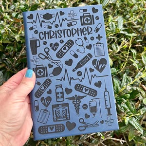 Personalized Nurse/Medical Journal, Doctor Journal, Office Accessory, Best friend gift, Nurse Diary, Custom Notebook, Graduation Gift Blue