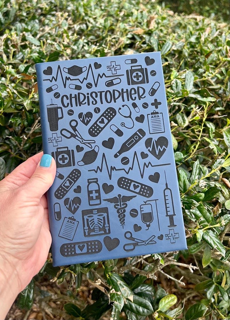Personalized Nurse/Medical Journal, Doctor Journal, Office Accessory, Best friend gift, Nurse Diary, Custom Notebook, Graduation Gift Blue