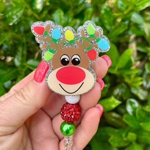 Reindeer Badge Holder, Christmas Badge Reel, Holiday Badge Holder, Cute Badge Reel, Nurse gift, Nurse Gift, RN ID Holder, Office ID Lanyard