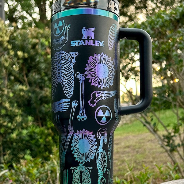 Holographic Black Chroma or No Brand Engraved Medical 40oz Tumbler, X-ray Tumbler, Gift For Her, Radiology Cup Gift, Sunflower Cup, Doc Gift