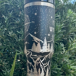 Holographic or Black/Silver Engraved Not All Who Wander Are Lost 40oz Tumbler, Outdoor Gifts, Adventure Cup, Mountain Lover Gift for Her image 13