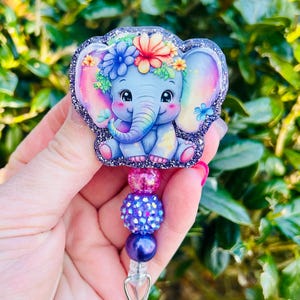 Elephant Badge Reel, Cute Badge Holder, Animal Badge Reel, NICU ID Holder, PICU Badge Reel, Pediatric Nurse Badge Reel, Teacher Lanyard