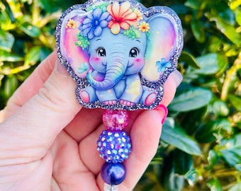Elephant Badge Reel, Cute Badge Holder, Animal Badge Reel, NICU ID Holder, PICU Badge Reel, Pediatric Nurse Badge Reel, Teacher Lanyard