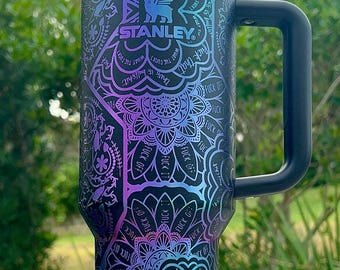 Cuss Word 40oz Tumbler, Swear Word Cup, Funny F Word Tumbler, Birthday Gift For Her, Mandala tumbler, Holographic Rainbow  Curse Word Cup