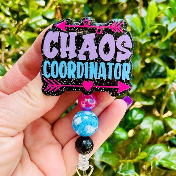 Chaos Coordinator Badge Reel, Funny Nursing ID Badge for Charge Nurses, Boss Gift Funny, Daycare worker gift, Supervisor Retractable Badge