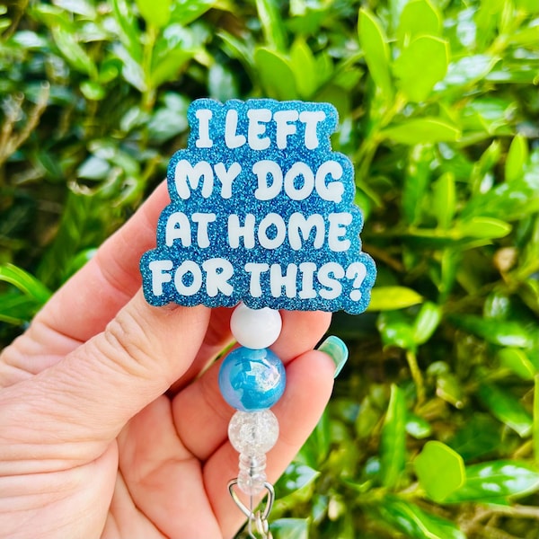 Funny Dog Badge Reel: Glitter ID Holder for Veterinary Staff