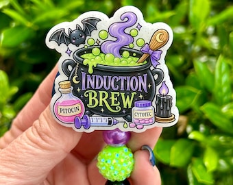 Induction Brew Badge Reel, Labor and Delivery Nurse Badge Reel, L&D Nurse, Pitocin Cytotec Badge, Halloween Nurse Badge Reel, OB Nurse Gift