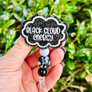 Black Cloud Energy Badge Reel, Bad Luck ID Holder, Sassy Badge Reel for Nurses, Funny Graduation Nurse Gift, Nurse Badge, ER Trauma Lanyard