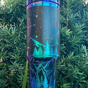 Holographic or Black/Silver Engraved Not All Who Wander Are Lost 40oz Tumbler, Outdoor Gifts, Adventure Cup, Mountain Lover Gift for Her image 6
