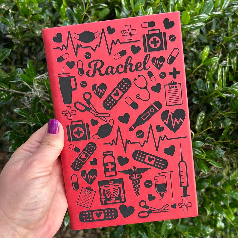 Personalized Nurse/Medical Journal, Doctor Journal, Office Accessory, Best friend gift, Nurse Diary, Custom Notebook, Graduation Gift Red