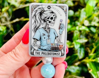 The Phlebotomist Badge Reel, Gothic Nurse Badge Reel, Skeleton Badge Holder, RN Badge Reel, Coffee RT Badge, Retractable Badge, ER Tech