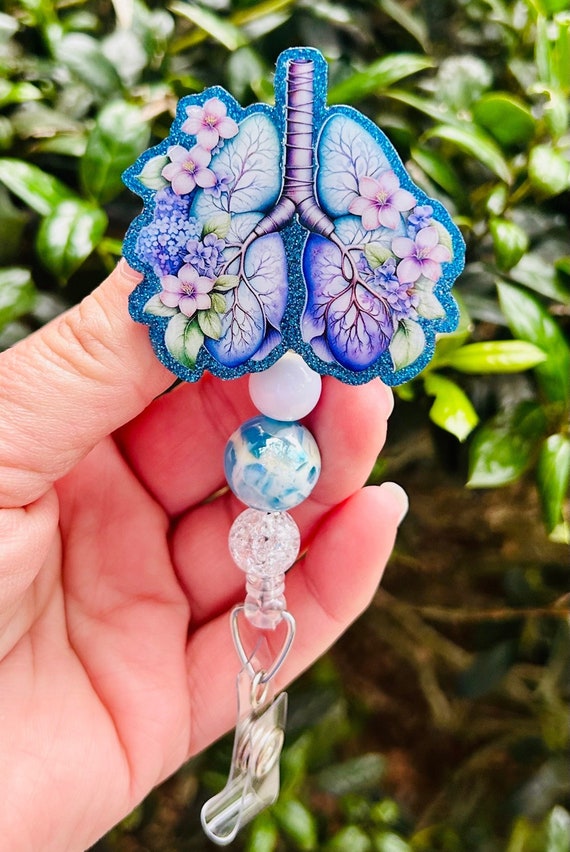 Floral Lungs Badge Reel, RT Badge Reel, Pulmonology Badge Reel, Respiratory Therapist Badge Reel, Cute Badge Holder for RT, Respiratory Gift