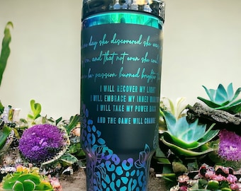 Holographic Non Branded Engraved “Taking My  Power Back” 40oz Tumbler, Motivational Gift, Gift For Her, Gift for Mom, Gift for Woman Boss