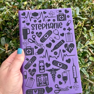 Personalized Nurse/Medical Journal, Doctor Journal, Office Accessory, Best friend gift, Nurse Diary, Custom Notebook, Graduation Gift Purple